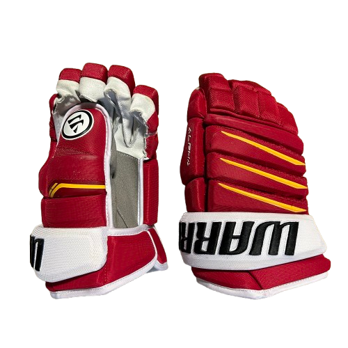 Warrior Alpha QX - Gant professionnel de la LNH - Flames de Calgary (rouge/jaune/blanc)
